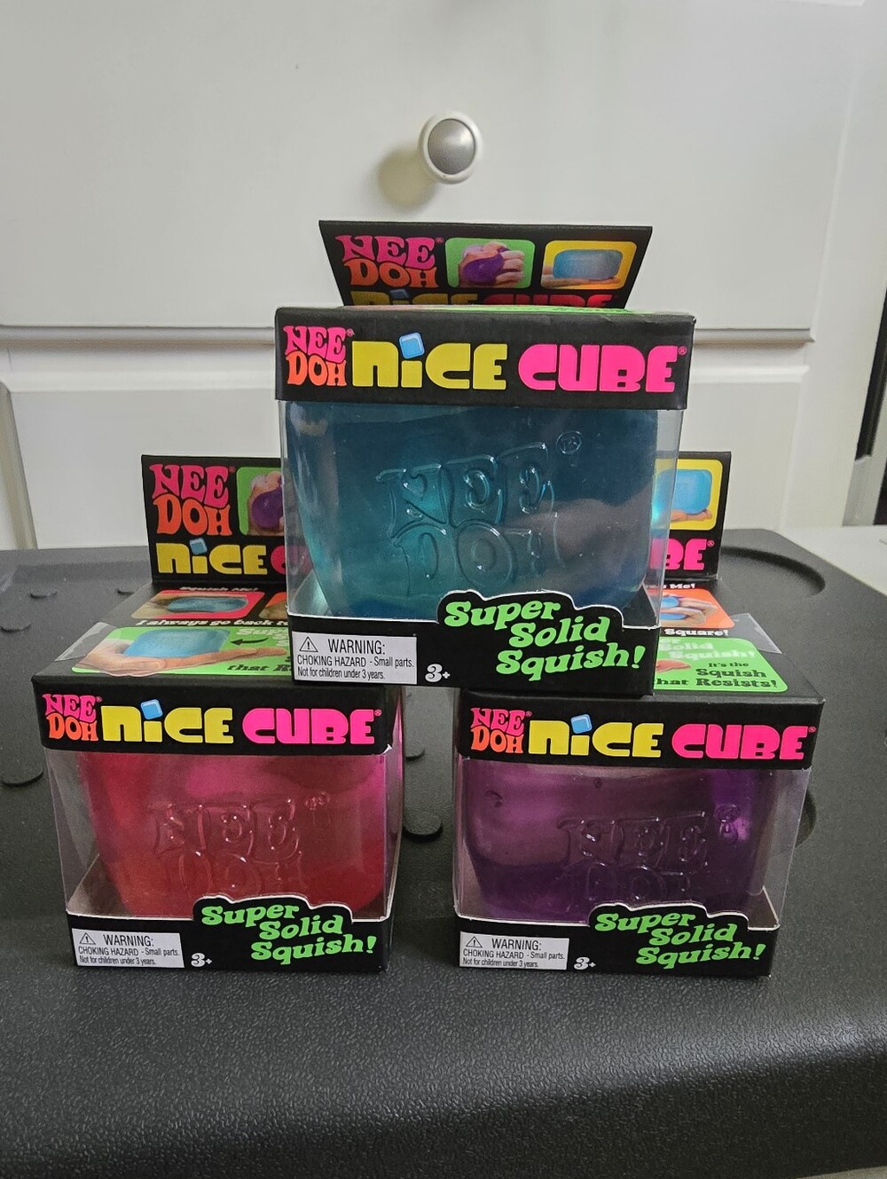 Neon Dice Cube Squishy Toy - Pink, Purple, Blue 3pack Set.  Price Firm. LAST ONE